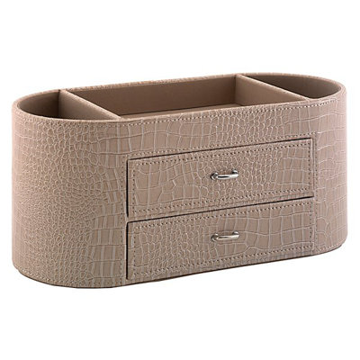 kathy ireland Office by Bush Desktop Organizer in Patent Leather Croc Biege