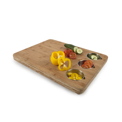 Core Bamboo Pro Chef Butchers Chop Block with Prep Bowls in Natural
