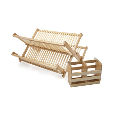 Core Bamboo Dish Rack with Utensil Holder in Natural