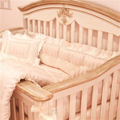 Petit Tresor Petit Ange Built to Grow Crib in Beige with Real Gold Leaf