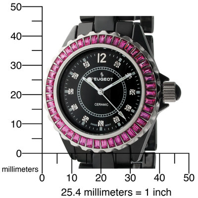 Peugeot Swiss Women's Ceramic Interchangeable Bezel Set Watch