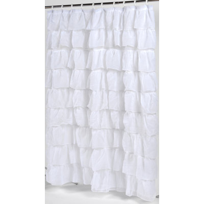 Carnation Home Fashions Carmen Crushed Voile Ruffled Tier Fabric Shower Curtain