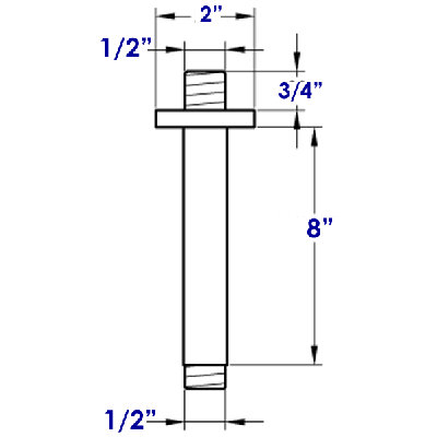 Alfi Brand 8" Square Ceiling Mounted Shower Arm for Rain Shower Heads