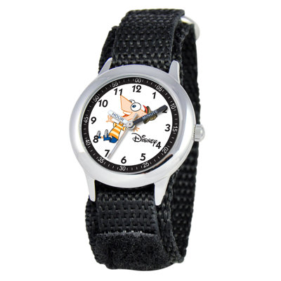 Kid's Phineas Time Teacher Velcro Watch in Black