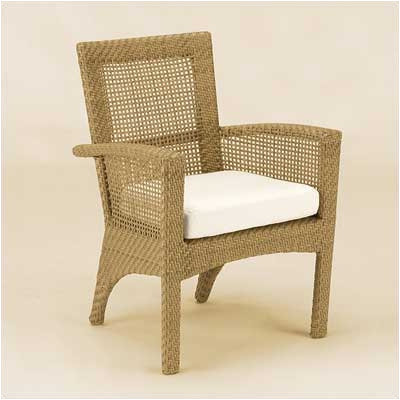 Woodard Trinidad Wicker Dining Arm Chair with Cushion