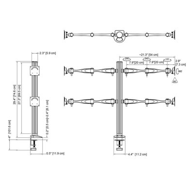 Cotytech Quad Monitor Desk Mount Full Swing