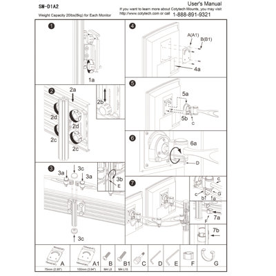 Cotytech Dual Monitor Slatwall Mount