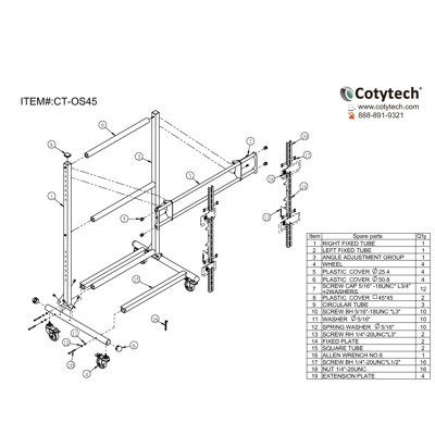 Cotytech Adjustable Ergonomic Mobile TV Cart for 56" - 70"