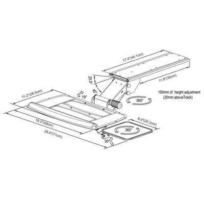 Cotytech Fully Adjustable Keyboard Mouse Tray with Coated Black