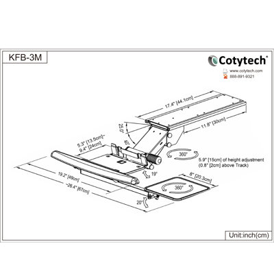 Cotytech Fully Adjustable Ergonomic Keyboard Mouse Tray-Spring