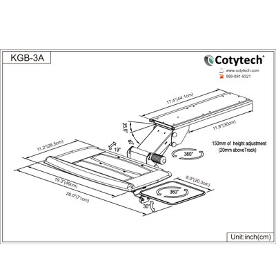Cotytech Fully Adjustable Keyboard Mouse Tray with Coated Black