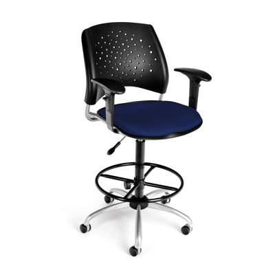 OFM Height Adjustable Swivel Stool with Lumbar Support