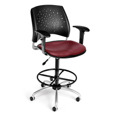 OFM Height Adjustable Swivel Stool with Lumbar Support