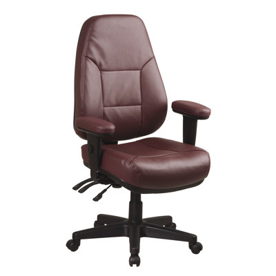 Office Star Products Professional Dual Function Ergonomic High-Back Leather Office Chair with Arms