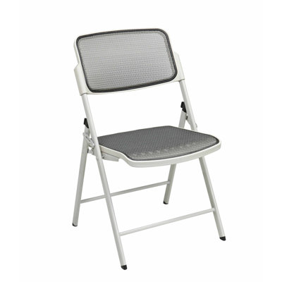 Office Star Products Deluxe Folding Chair With ProGrid Seat and Back (2-Pack), Gangable, Beige, Black or Silver