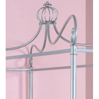 Powell Furniture Princess Rebecca Twin Size Canopy Bed in Sparkle Silver