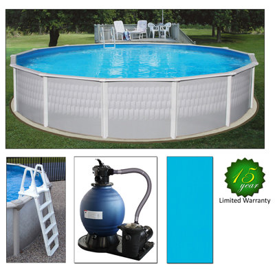 Swim Time Belize 24' Round Above Ground Pool Package in Highland Gray