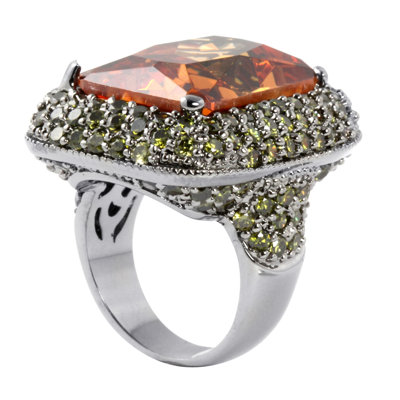 Palm Beach Jewelry Black Ruthenium Champagne Cubic Zirconia Ring