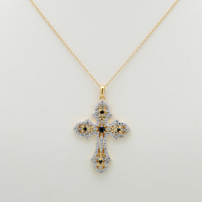 Palm Beach Jewelry Sapphire / Diamond Acc. Cross Pendant