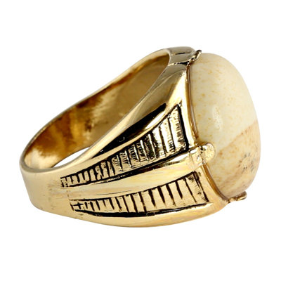 Palm Beach Jewelry Men's Gold Oval Jasper Ring