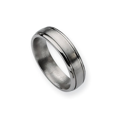 Titanium Grooved Edge 6mm Brushed Polished Band