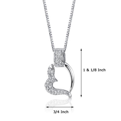 Oravo Sweetheart Style Sterling Silver Bridal Style Floating Heart White Cubic Zirconia Pendant Necklace