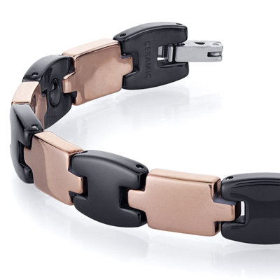 Oravo Sleek Mens Tungsten Ceramic Copper Tone Link Bracelet