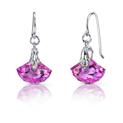 Oravo Spectacular Shell Cut 12.00 carats Alexandrite Fishhook Earrings Sterling Silver