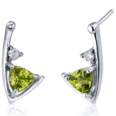 Oravo Modern Sophistication 1.50 Carats Gemstone Trillion Cut Cubic Zirconia Earrings in Sterling Silver