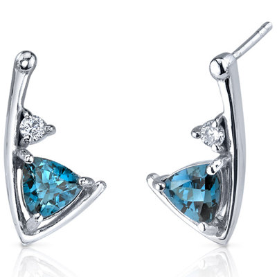 Oravo Modern Sophistication 1.50 Carats Gemstone Trillion Cut Cubic Zirconia Earrings in Sterling Silver