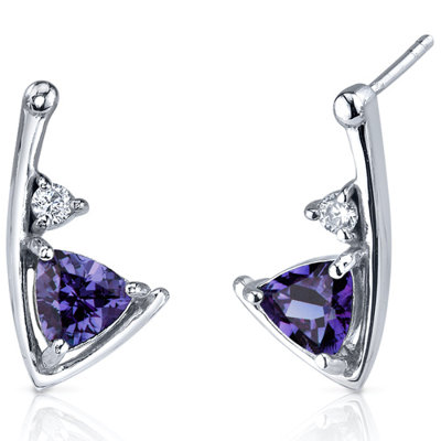 Oravo Modern Sophistication 1.50 Carats Gemstone Trillion Cut Cubic Zirconia Earrings in Sterling Silver