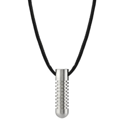 Oravo Powerful Style Designer Inspired Surgical Stainless Steel Brushed Finish Bullet Pendant on a Black Cord for Men