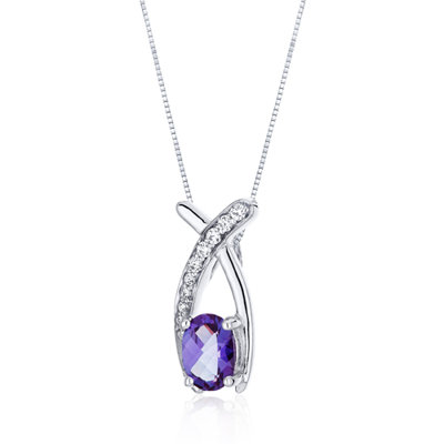 Oravo Lucid Elegance 1.00 Carats Oval Cut Alexandrite Pendant in Sterling Silver