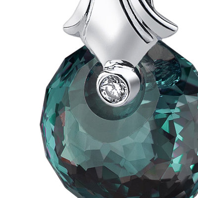 Oravo Spherical Cut 22.00 Carat Alexandrite Necklace in Sterling Silver