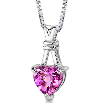 Passionate Pledge Heart Shape Checkerboard Cut Pink Sapphire Pendant in Sterling Silver