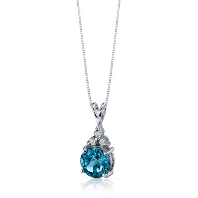 Oravo Refined Class 2.25 Carats Round Shape London Blue Topaz Pendant in Sterling Silver
