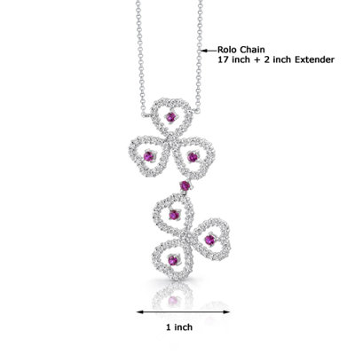 Oravo Destined to Dazzle Round Shape Ruby and White CZ Gemstone Necklace in Sterling Silver