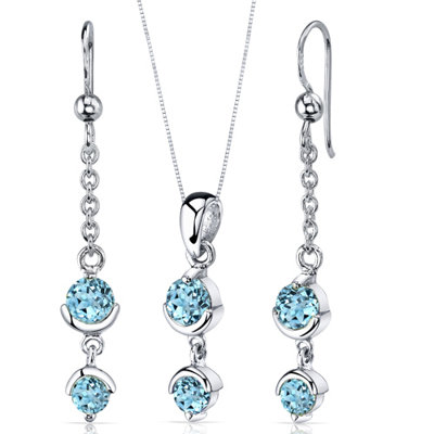 Oravo Round Cut Gemstone Simply Seductive Pendant Earrings Set