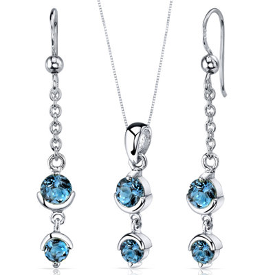 Oravo Round Cut Gemstone Simply Seductive Pendant Earrings Set