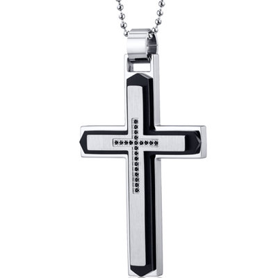 Ball Chain Cross Cubic Zirconia Pendant