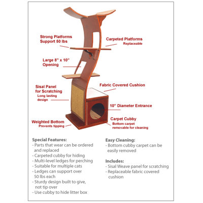 The Refined Feline 69" The Lotus Cat Tree in Espresso