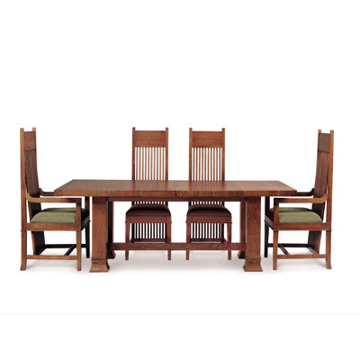 Copeland Furniture Frank Llloyd Wright Dana-Thomas 84 - 124" W x 48" D Grand Extension 7 Piece Dining Set