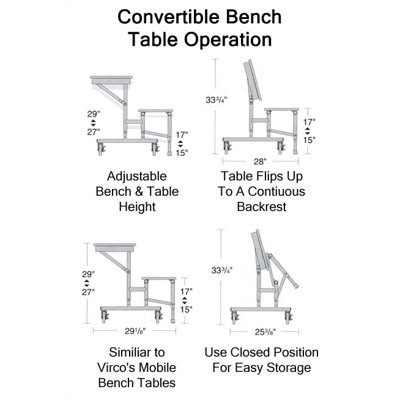 Virco Mobile Convertible Bench Table