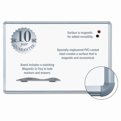 Balt Magnetic Markerboard, Hardware Included, 1" W Frame, White