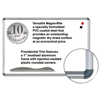 Balt Mange-Rite Magnetic Dry Erase Board, 36 x 24, White, Silver Frame                                                            