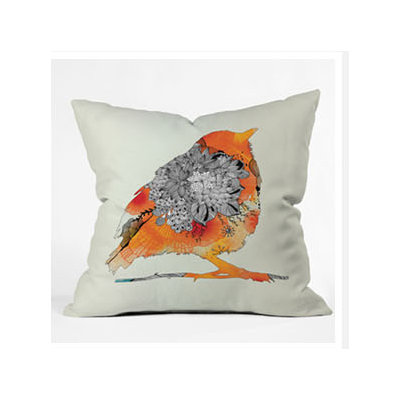 DENY Designs Iveta Abolina Orange Bird Throw Pillow
