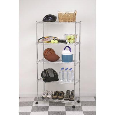 Seville Classics Five Shelf Home-Style Wire Shelving with Casters
