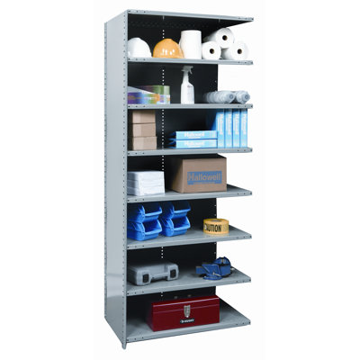 Hallowell Hi-Tech Shelving Medium-Duty Closed Type Add-on Unit with 8 Shelves