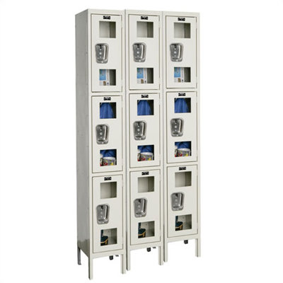 Hallowell Safety-View Stock Lockers - Triple Tier - 3 Sections (Assembled)