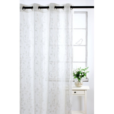 LJ Home Costello sheer ivory window panels with embroideries (set of 2)